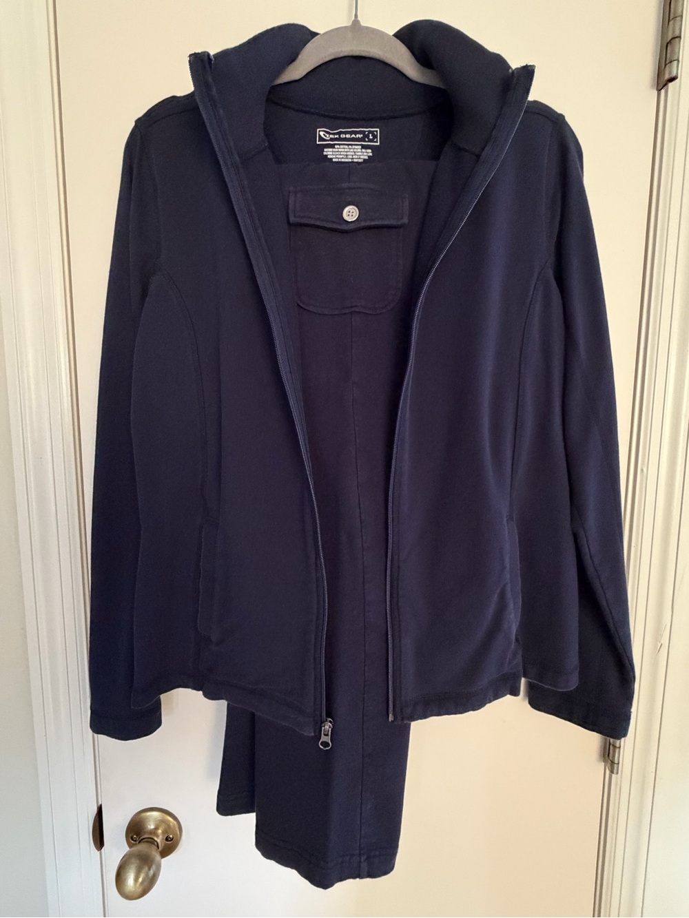 Navy Blue Lightweight Zipper Jacket & Drawstring Pant Set